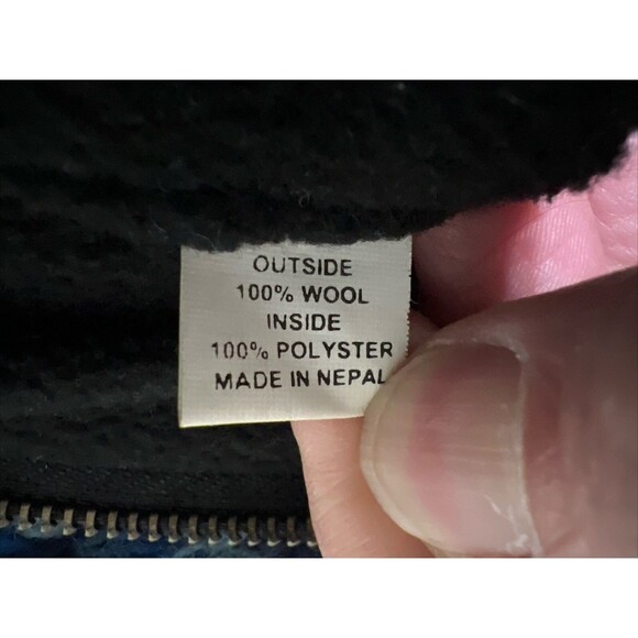 Cardigan Sweater Zip Handmade NEPAL 100% Himalayan Wool Lined L Cabincore Heavy - Picture 10 of 16